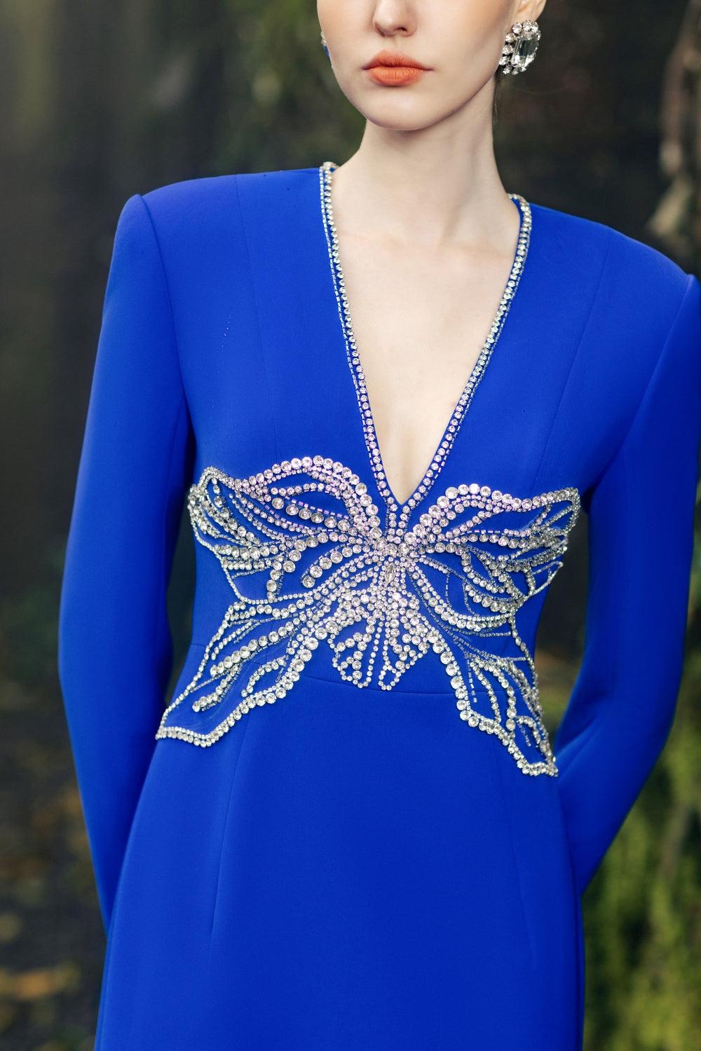V-Neck Orchid Embellished Dress